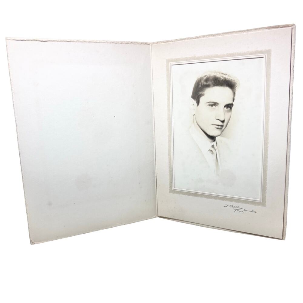 Antique Portrait Photograph Young Man Framed 1940s Edward Tarr Studios NY